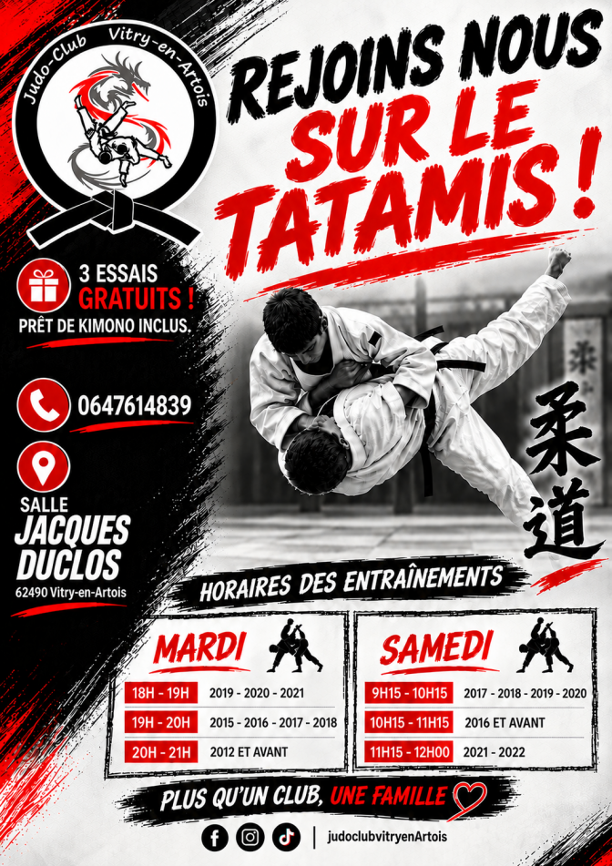 Image de l'actu 'Le Judo Club Vitry-en-Artois est heureux de vous retrouver pour une nouvelle saison !'